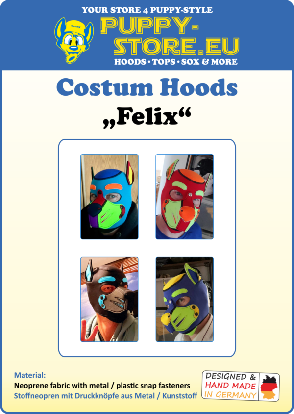 Costum Puppy Maske / Hood "Felix" aus Neopren – Bild 5