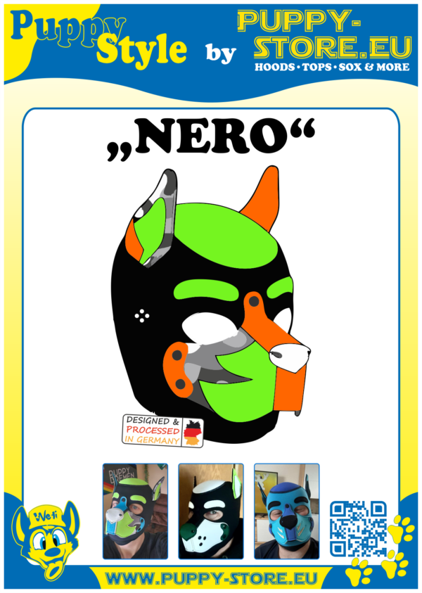 Custom Puppy Maske / Hood "Nero" aus Neopren