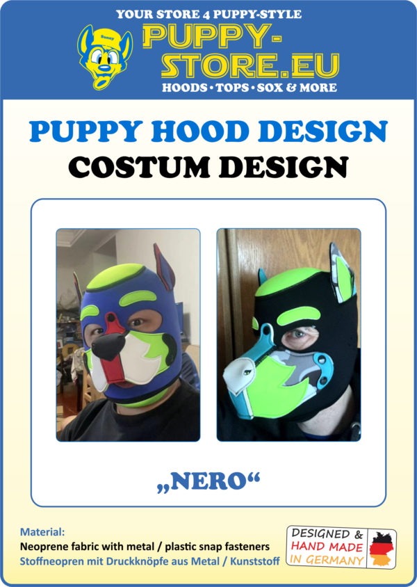 Custom Puppy Maske / Hood "Nero" aus Neopren – Bild 5